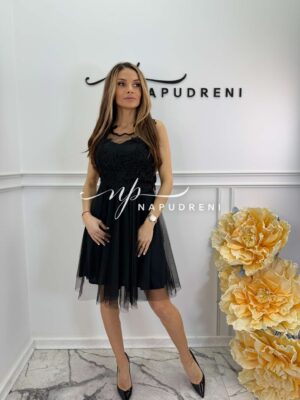 Дамска рокля с тюл ''Rosalia'' в черен цвят - код 8725