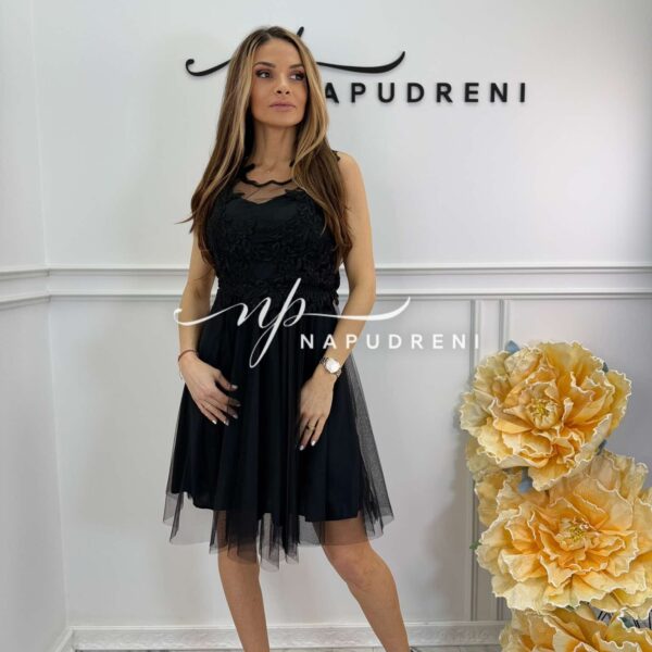 Дамска рокля с тюл ''Rosalia'' в черен цвят - код 8725