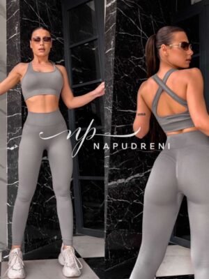 Дамски спортен сет в сив цвят - код 8727