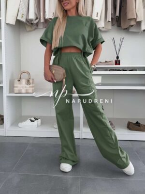 Дамски комплект с връзки ''KATERINNA'' в зелен цвят - код 8811