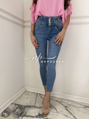 Дамски дънки с високата талия - код 6507