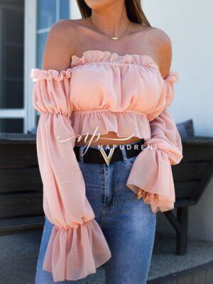 Дамско тюлено бюстие в розов цвят - код 4888