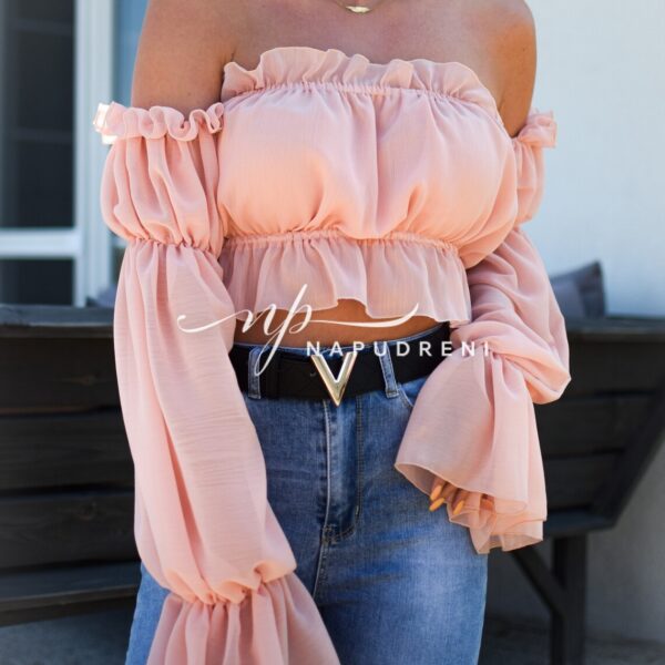 Дамско тюлено бюстие в розов цвят - код 4888