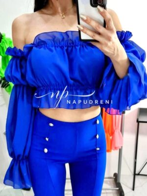 Дамско тюлено бюстие в син цвят - код 4893