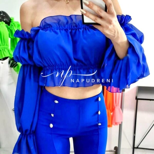 Дамско тюлено бюстие в син цвят - код 4893