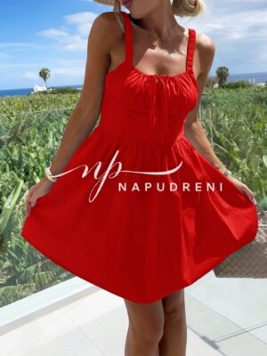 Рокля с връзки ''LUCIYA'' в червен цвят - код G9391