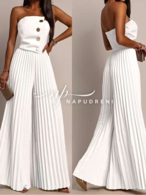 Стилен гащеризон солей в бял цвят - код G9185