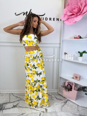 Комплект от две части ''DENIRRA'' в бял цвят с лимони - код 9255