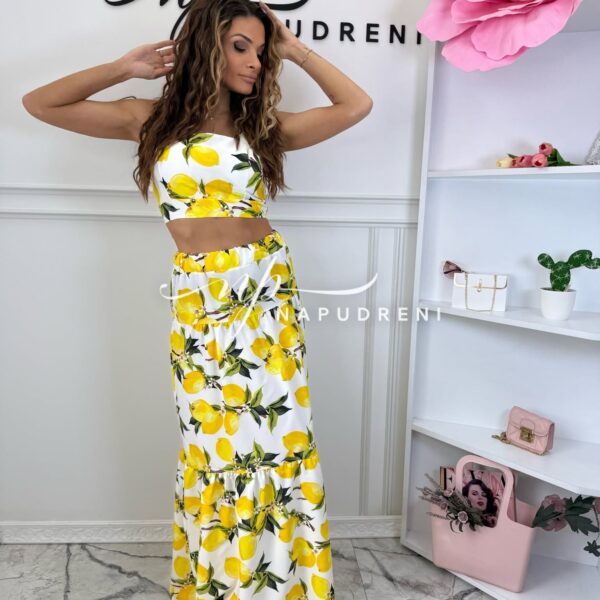 Комплект от две части ''DENIRRA'' в бял цвят с лимони - код 9255