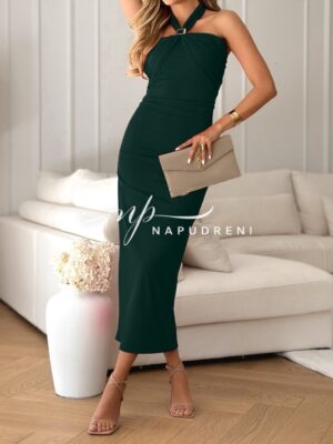 Дълга рокля ''GRACE'' в тъмнозелен цвят - код G9449