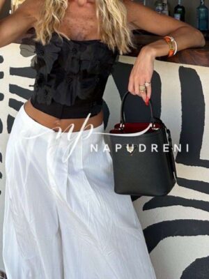 Бюстие с цветя в черен цвят - код 9214