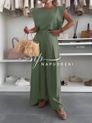 Дамски свободен комплект от две части ''STELLA'' в зелен цвят - код G9235