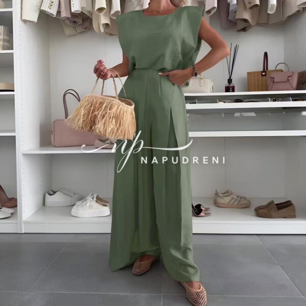 Дамски свободен комплект от две части ''STELLA'' в зелен цвят - код G9235