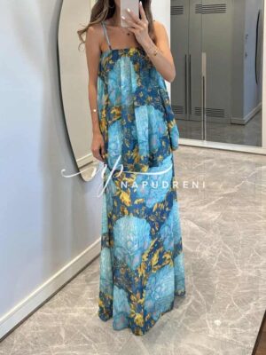 Дълга рокля ''ROSANNA'' в син цвят - код BL9629