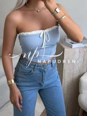 Бюстие с връзки в син цвят - код BL9670