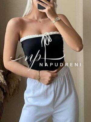 Бюстие с връзки в черен цвят - код BL9669