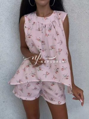 Комплект от две части ''LORIS'' в розов цвят с флорален принт - код BL9703