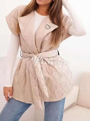 Елек ''RYAN'' с колан в бежов цвят - код BL9731