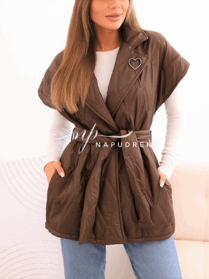 Елек ''RYAN'' с колан в кафяв цвят - код BL9732