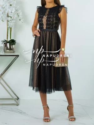 Тюлена рокля ''Feliz'' в черен цвят - код 6230