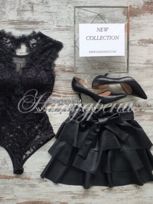 Комплект от две части с боди в черен цвят - код P083