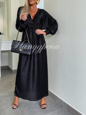 Елегантна дълга рокля в черен цвят - код 4638