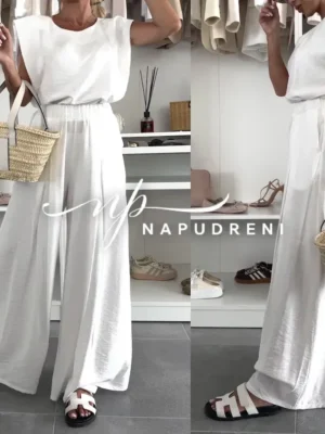 Дамски свободен комплект от две части ''STELLA'' в бял цвят - код G9236