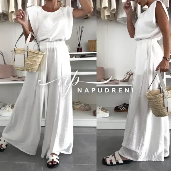 Дамски свободен комплект от две части ''STELLA'' в бял цвят - код G9236