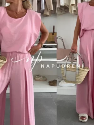 Дамски свободен комплект от две части ''STELLA'' в розов цвят - код G9234