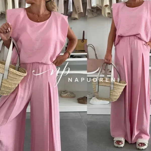 Дамски свободен комплект от две части ''STELLA'' в розов цвят - код G9234