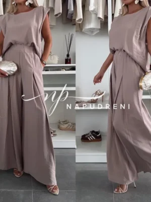 Дамски свободен комплект от две части ”STELLA” в цвят лате - код G924