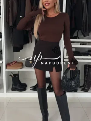 Пола-панталон с розички в черен цвят - код 8485