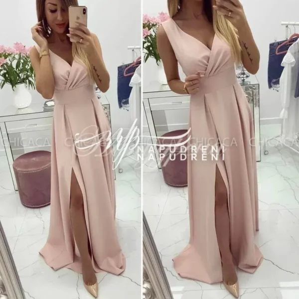 Стилна розова рокля Royals - код P485