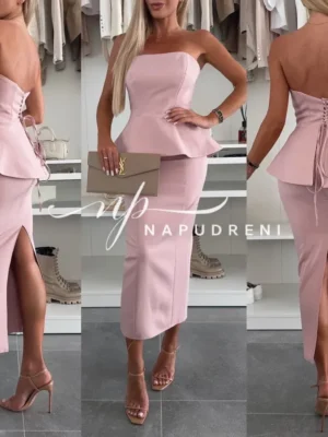 Дамски комплект ''Larra'' в цвят пудра - код 9065