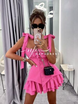 Рокля ''ENIGMA'' с връзки и копчета в цикламен цвят - код BL9710