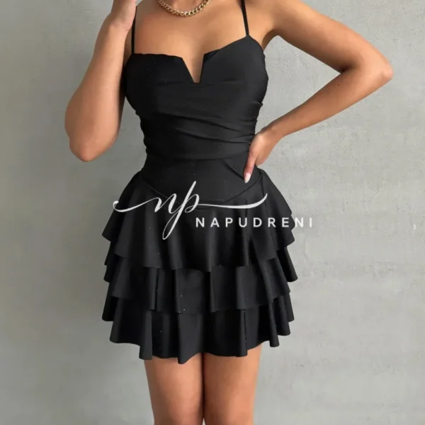 Разкроена рокля ''LUMINA'' в черен цвят - код 9329