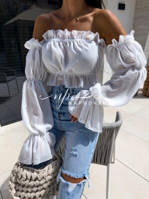 Дамско тюлено бюстие в бял цвят - код 4890