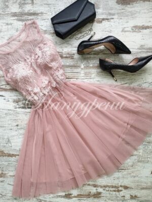 Кукленска рокля Magic в цвят пудра - код 2336