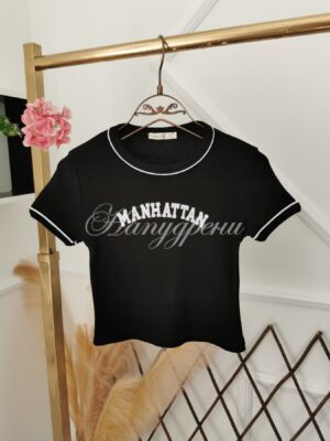 Дамска тениска рипс в черен цвят - код 2613