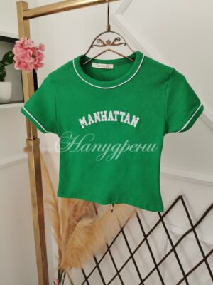 Дамска тениска рипс в зелен цвят – код 2614