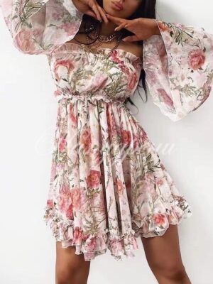 Нежна рокля "Dreamy" с флорални мотиви - код 5591