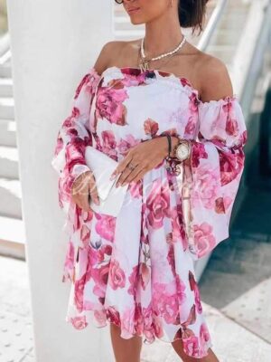 Нежна рокля "Dreamy" с розови цветя - код 5587