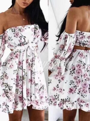 Нежна рокля "Dreamy" в бяла разцветка - код 5589