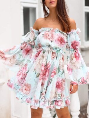 Нежна рокля "Dreamy" с едри рози - код 5586