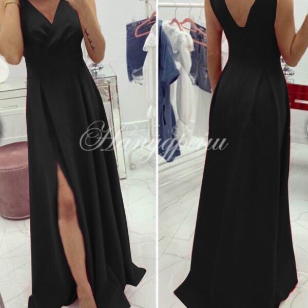 Стилна рокля Royals в черен цвят – код P485