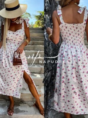 Дамска рокля ''Loren'' с розови цветя - код BL7533