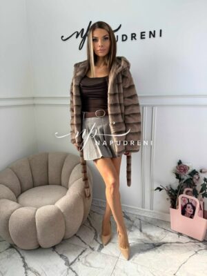 Палто с качулка ''ROYAL OMBRE'' в кафяв цвят - код BL10135