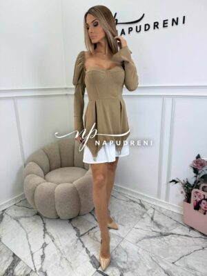 Кокетна рокля ''Janine'' в кафяв цвят  - код BL10140