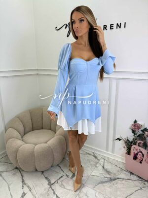 Кокетна рокля ''Janine'' в син цвят  - код BL10142