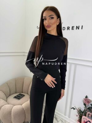 Боди с тюл и копчета в черен цвят - код G10171